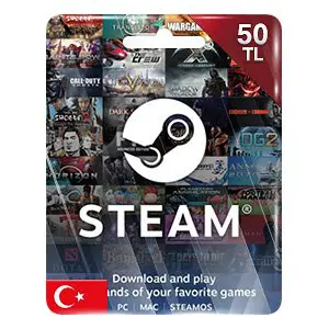 گیفت کارت استیم والت 50 لیر Steam Wallet Gift Cards