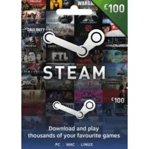 گیفت کارت استیم والت 100 پوندی انگلستان Steam Wallet Gift Cards